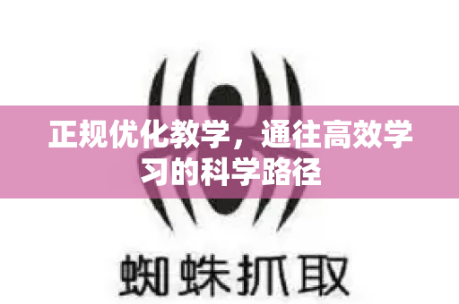 正规优化教学，通往高效学习的科学路径-第1张图片-星博讯-专业SEO_网站优化技巧_搜索引擎排名提升