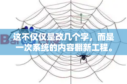 这不仅仅是改几个字，而是一次系统的内容翻新工程。下面为你整理一套完整的执行框架和优化策略